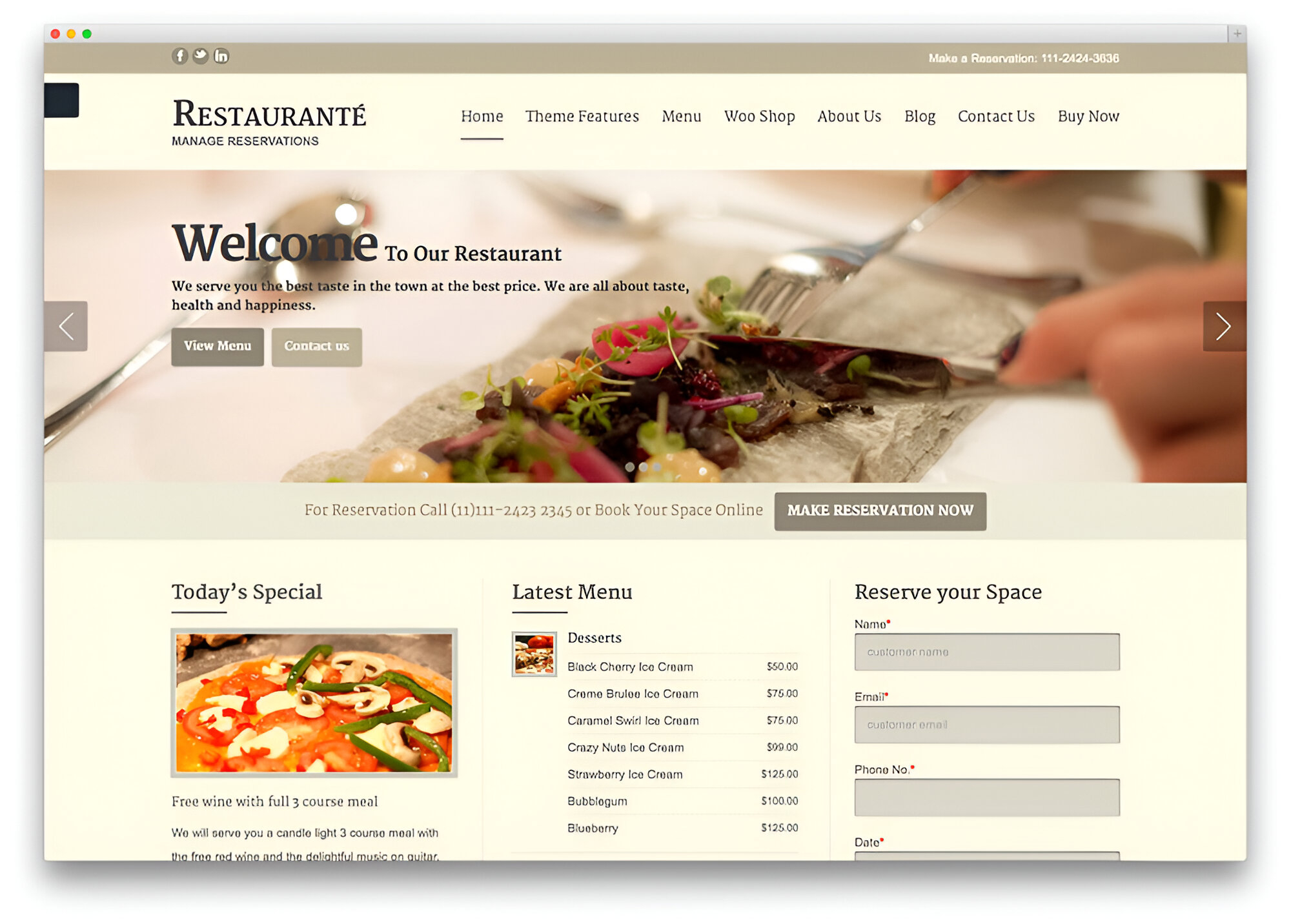 Thiết kế web nhà hàng, ẩm thực, F&B 1